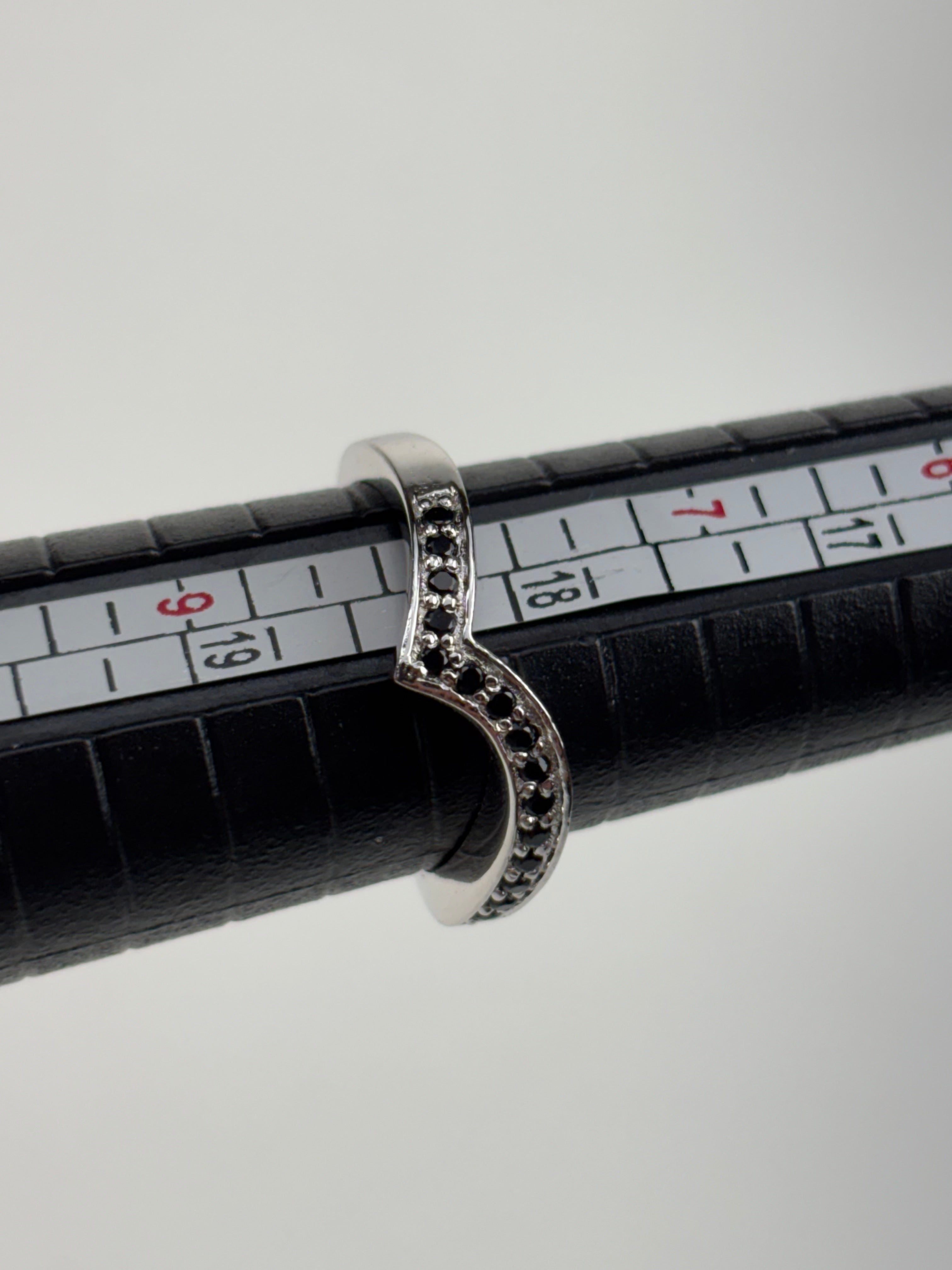 Verlobungsring Set mit schwarzen Moissaniten 5.37 Ct. / 925er Silber  Größe 8