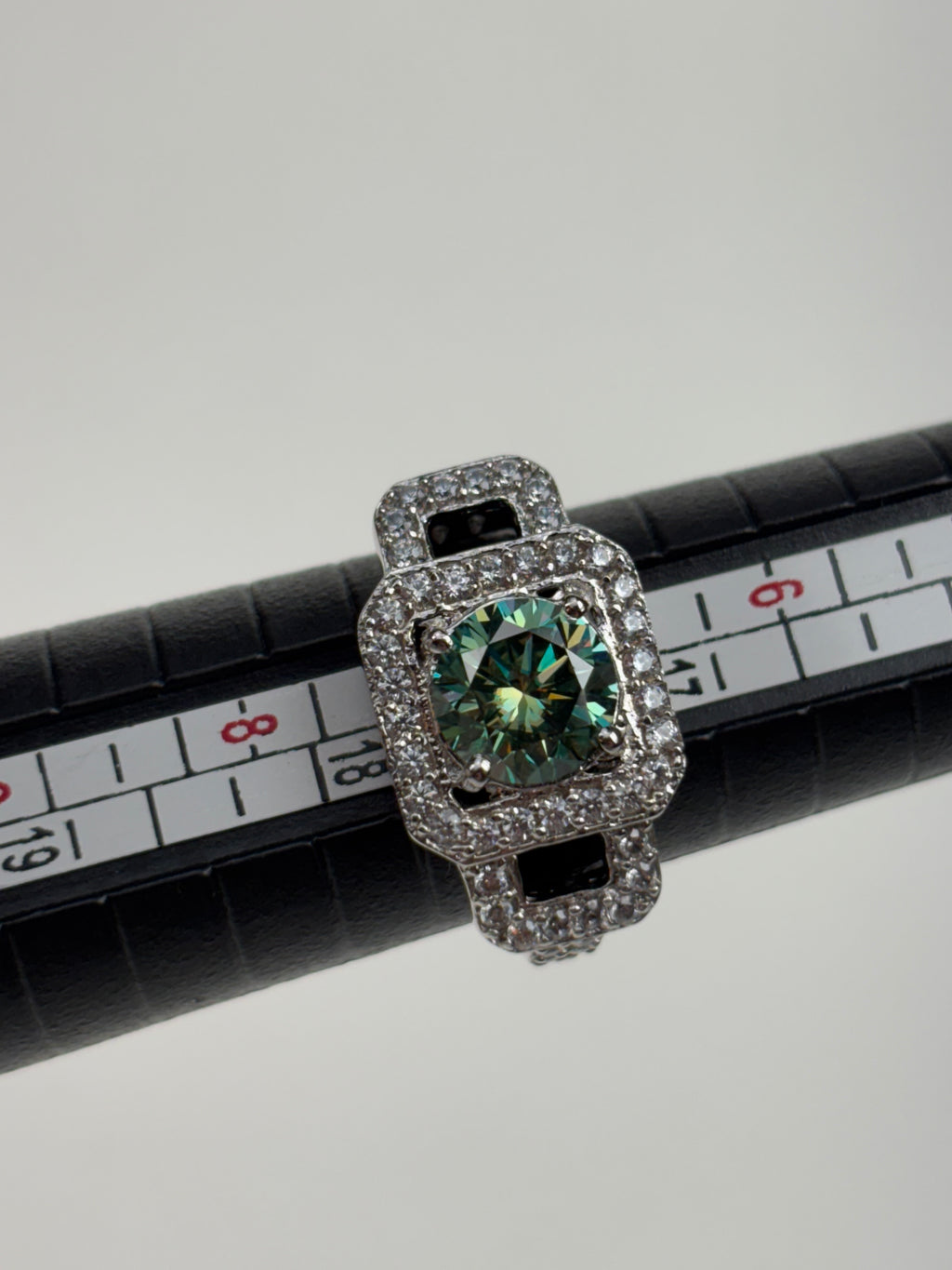 4,28 Ct Blue Moissanit Ring Größe 7 925er Silber