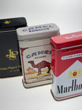 3 Blechdosen mit Zigarettenwerbung