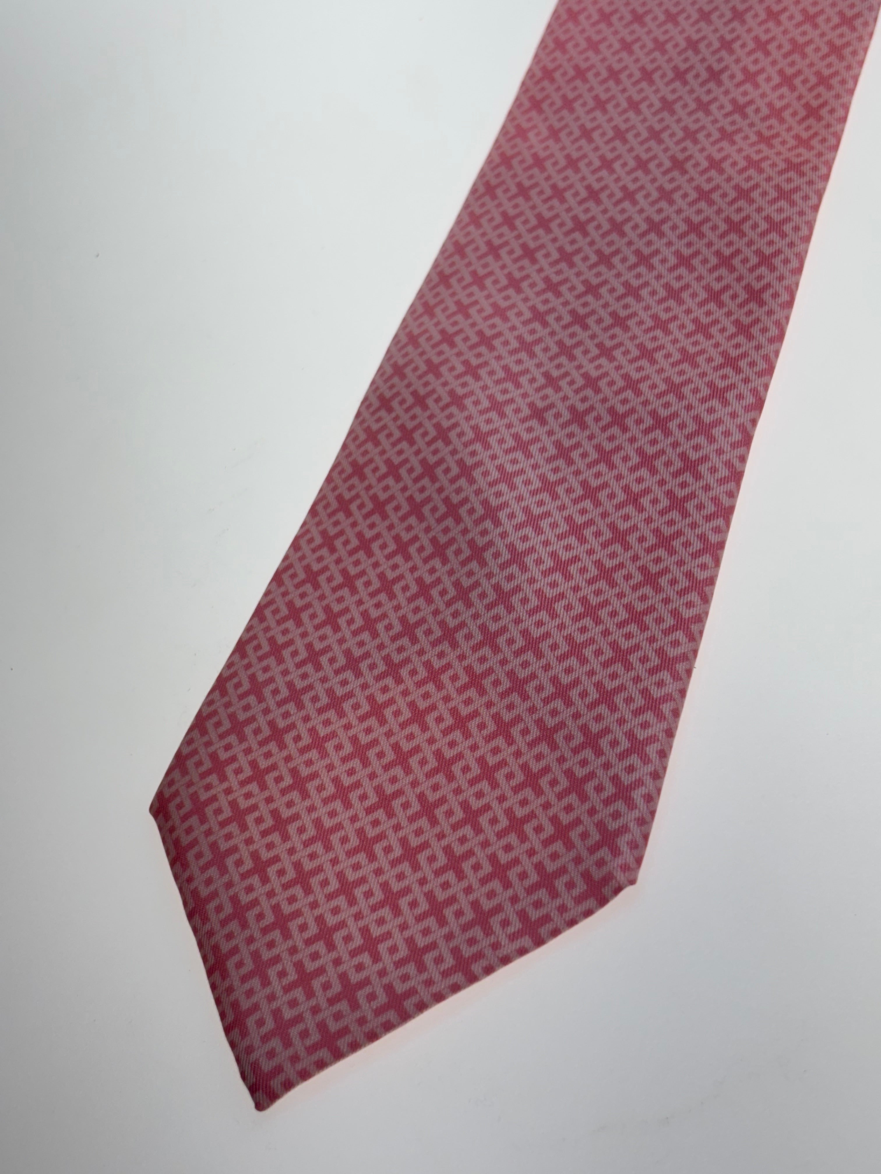 Pinke Hermès Seidenkrawatte Kreuz Muster