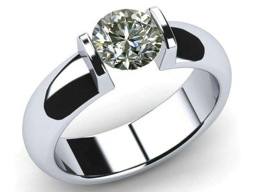 1,05 Ct weißer Moissanit Rundschliff Silberring 925er Größe 6,5