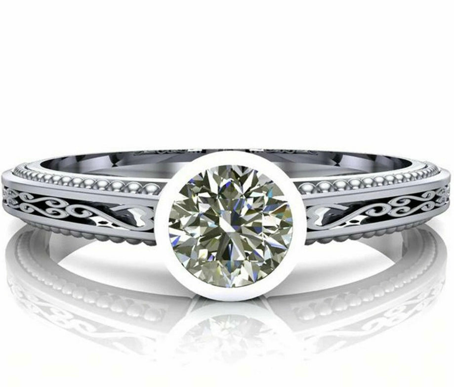 1,51 Ct weißer Moissanit Rundschliff 925er Silberring Größe 9