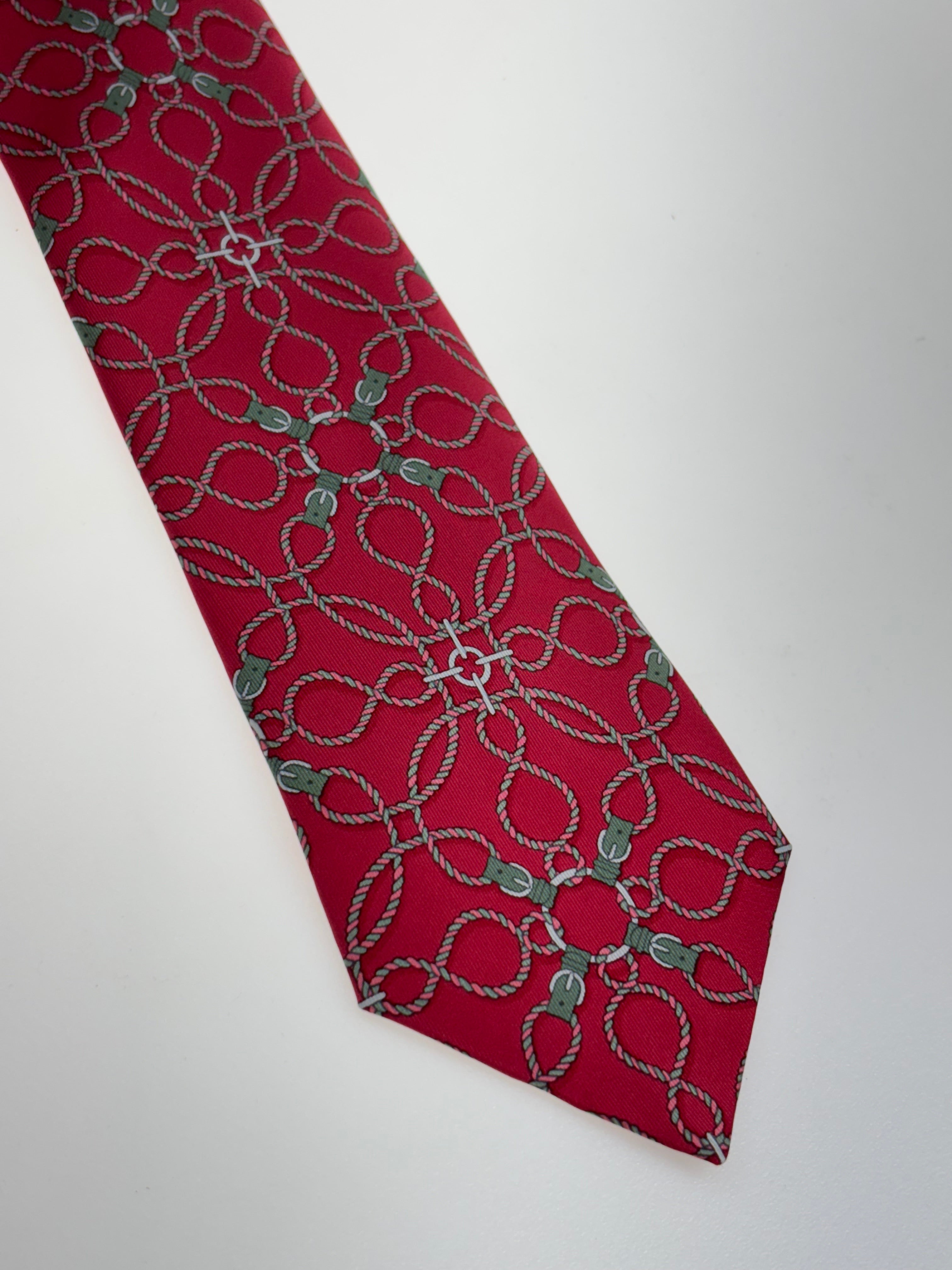 Rote Hermès Seidenkrawatte