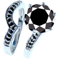 Verlobungsring Set mit schwarzen Moissaniten 5.37 Ct. / 925er Silber  Größe 8