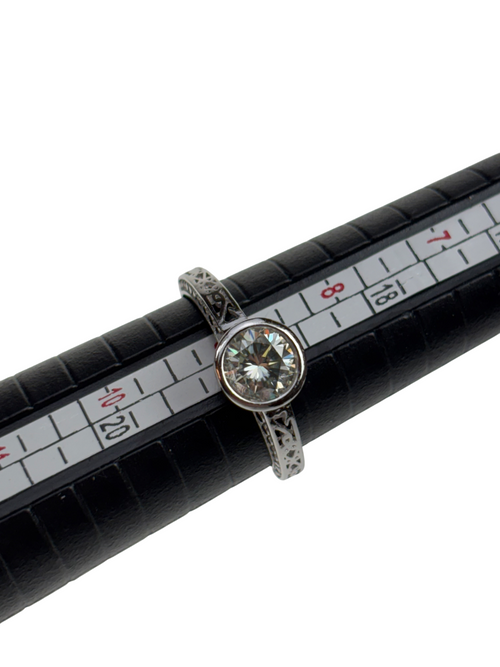 1,51 Ct weißer Moissanit Rundschliff 925er Silberring Größe 9