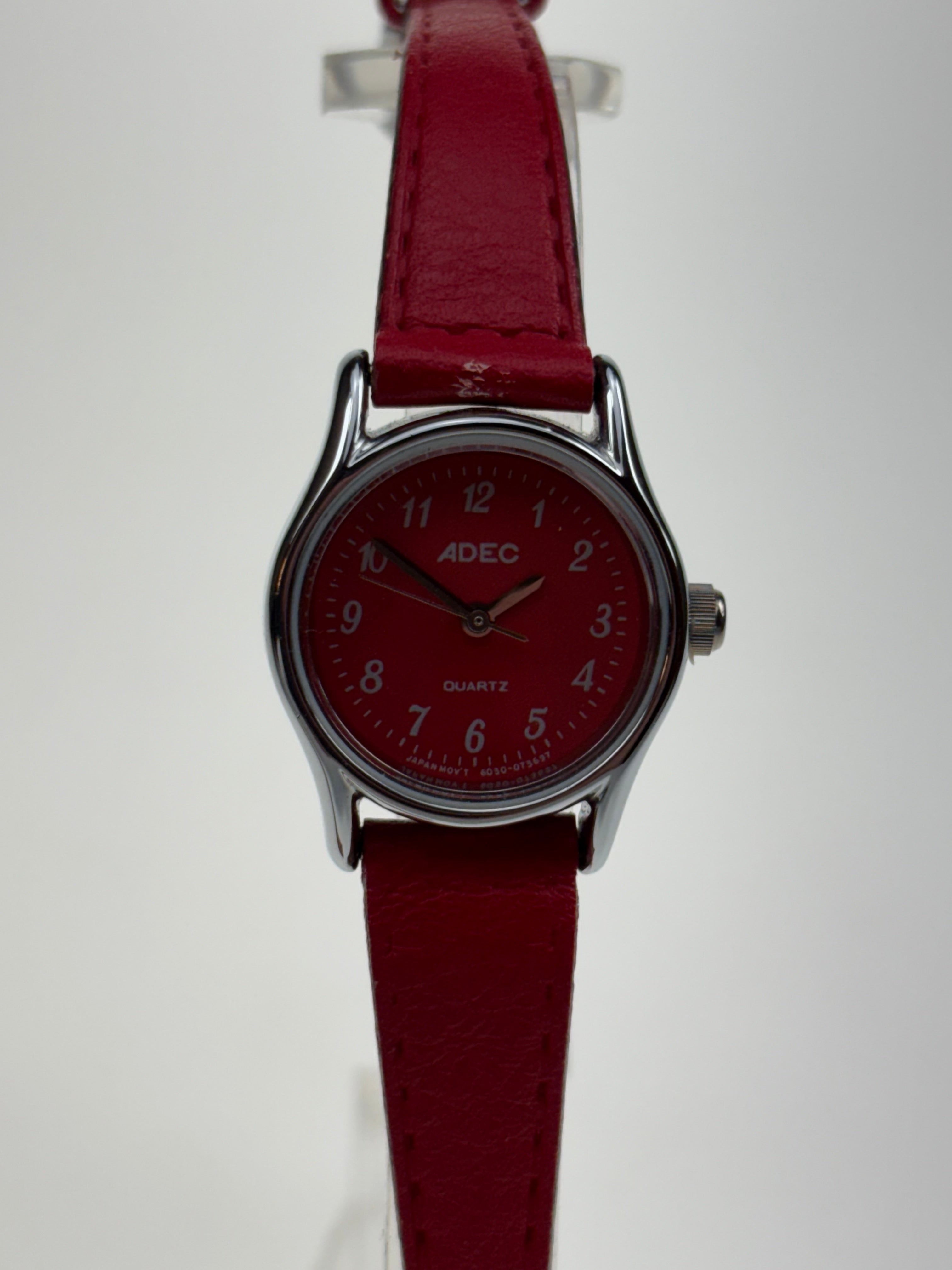 interesante Adec Uhr mit rotbraunem Armband NOS