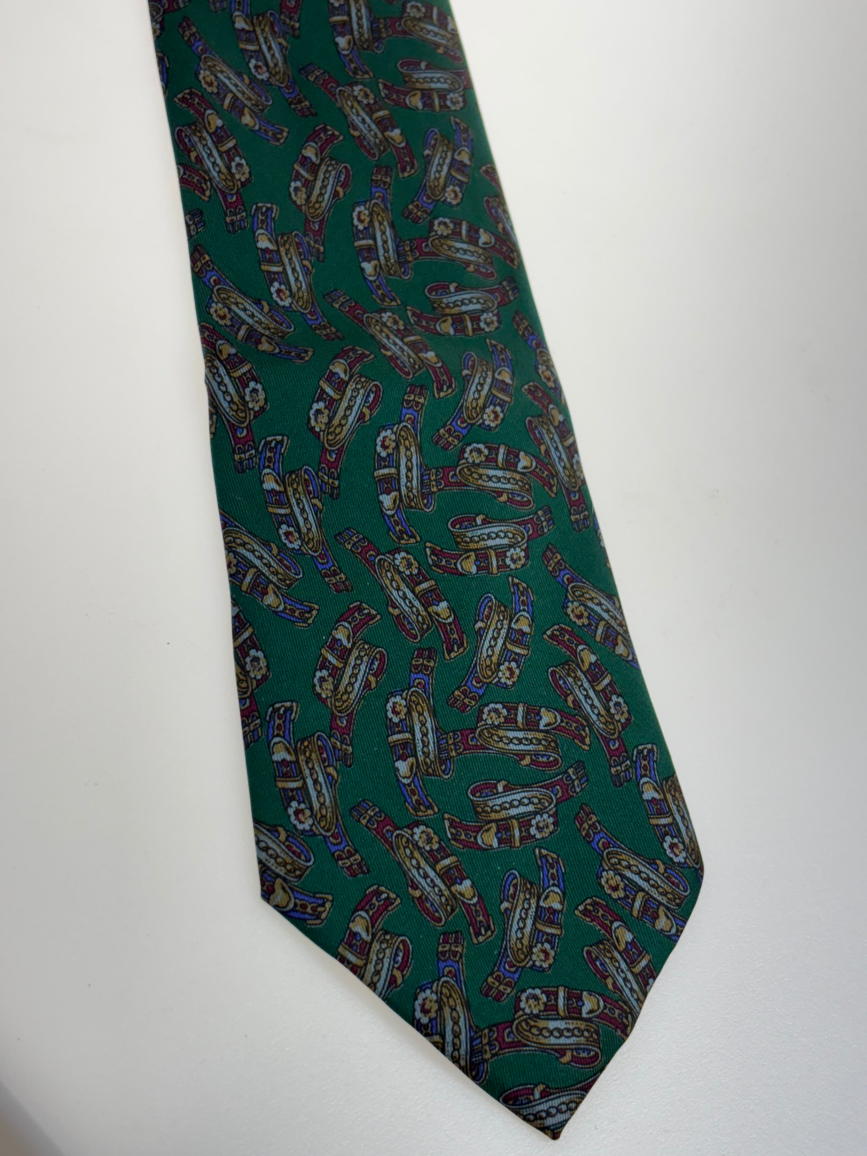 grüne lebhafte Surprise Krawatte mit Gürtelmuster aus Firenze, Italy