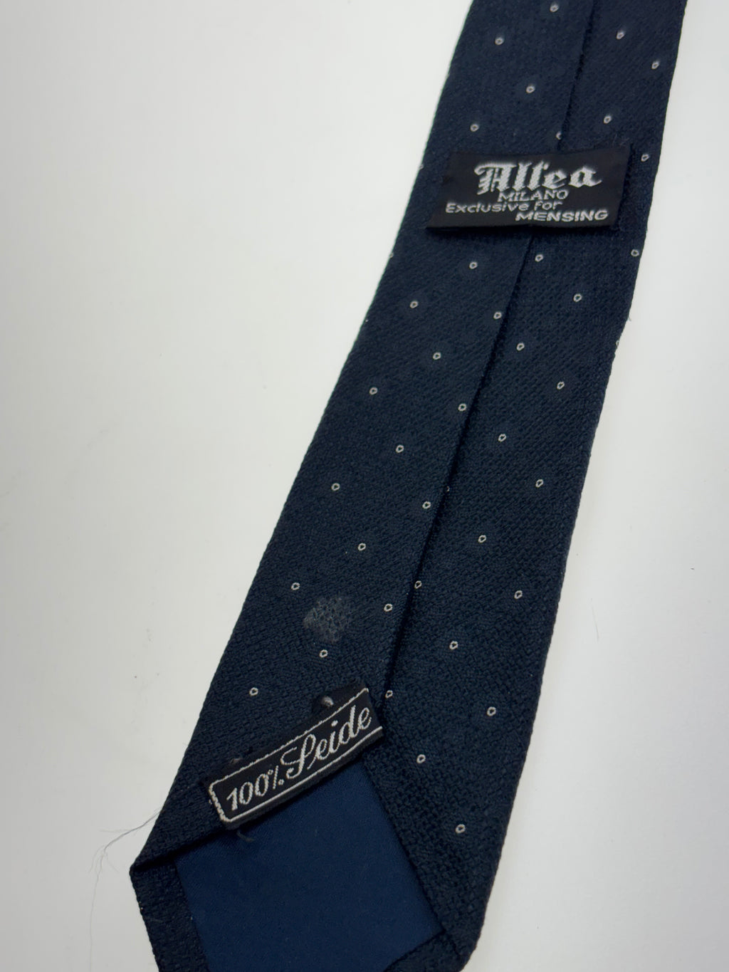 blaue Krawatte mit dezenten weißen Kringeln 100% Seide, Altea Milano Exclusive for Mensing