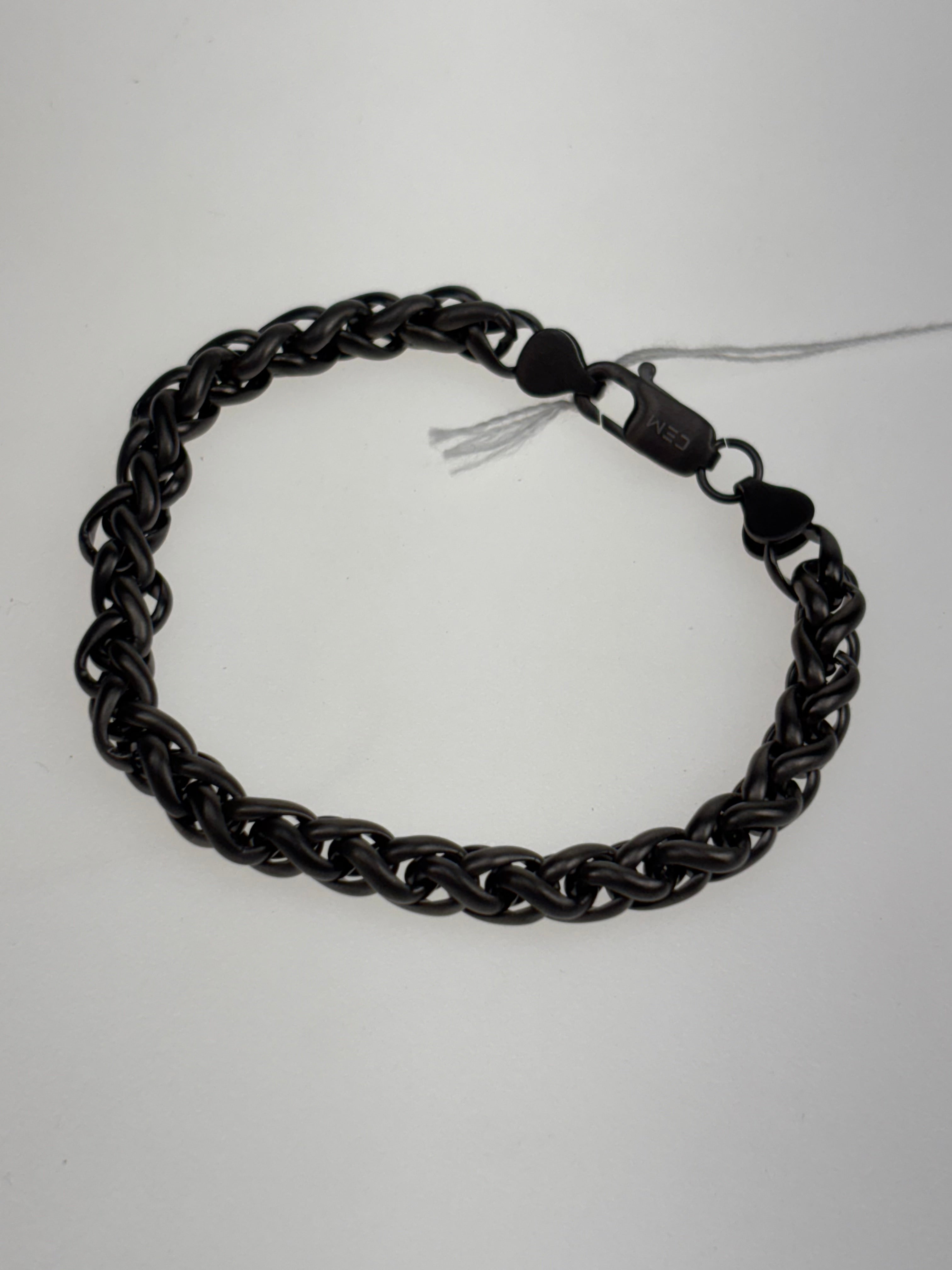 schwarzes geketteltes Armband aus Edelstahl 21 cm