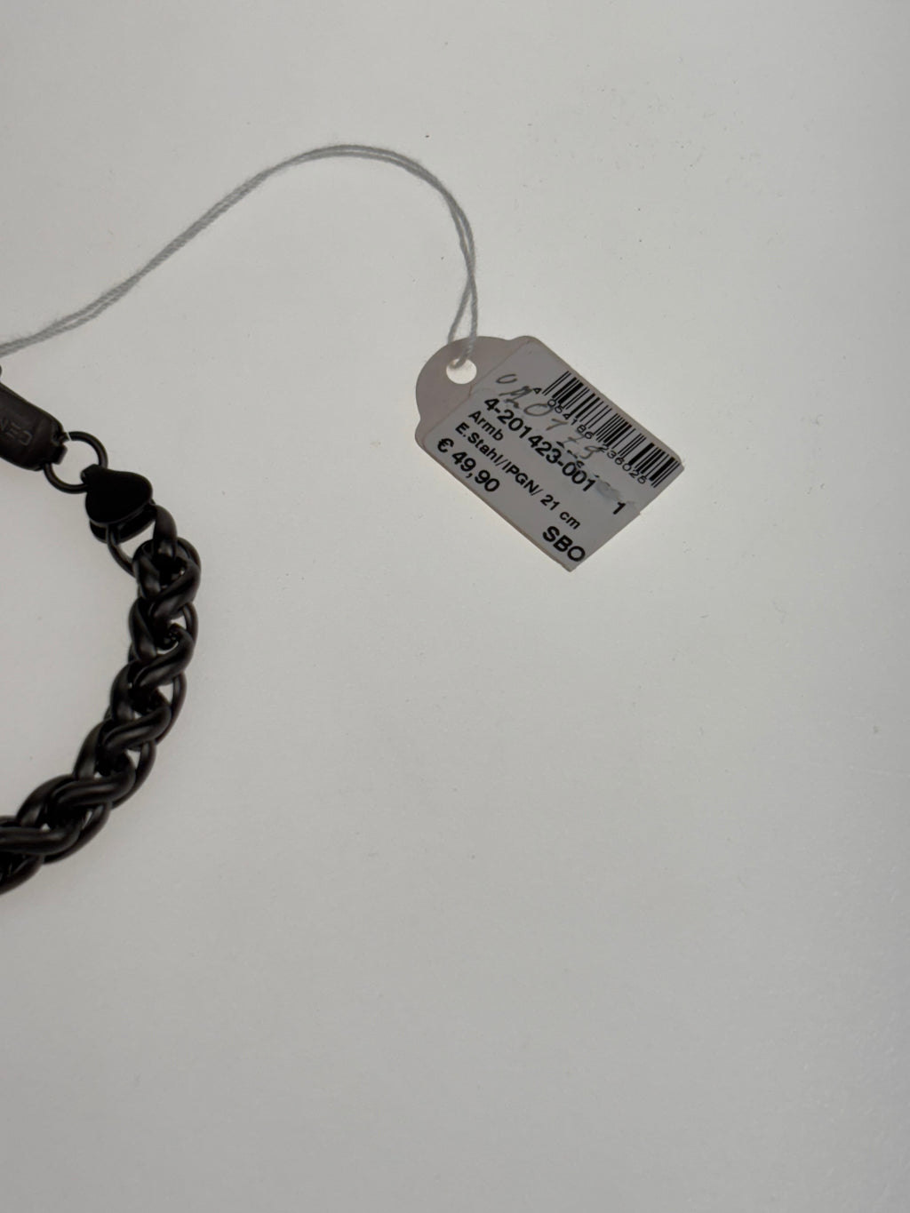 schwarzes geketteltes Armband aus Edelstahl 21 cm