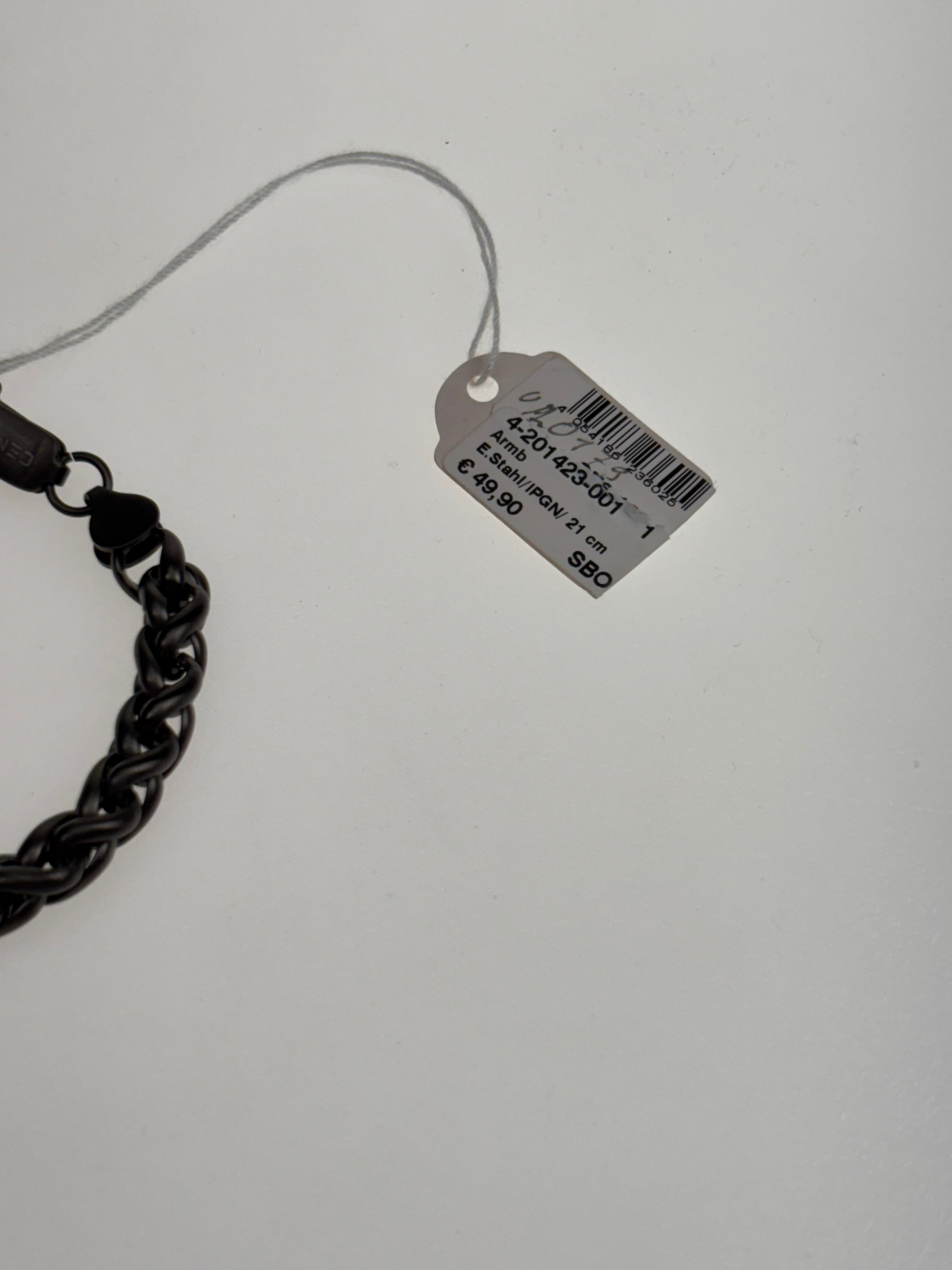 schwarzes geketteltes Armband aus Edelstahl 21 cm