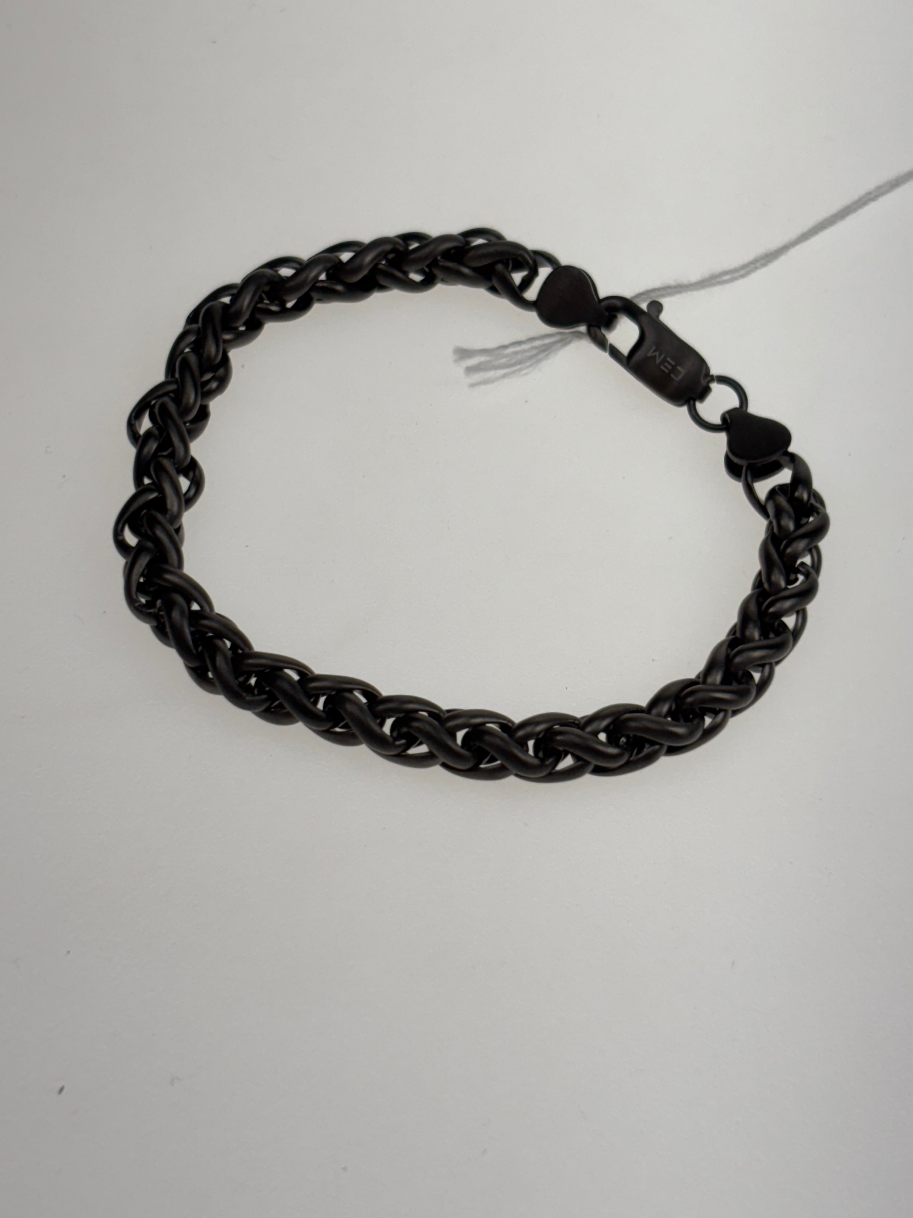 schwarzes geketteltes Armband aus Edelstahl 21 cm